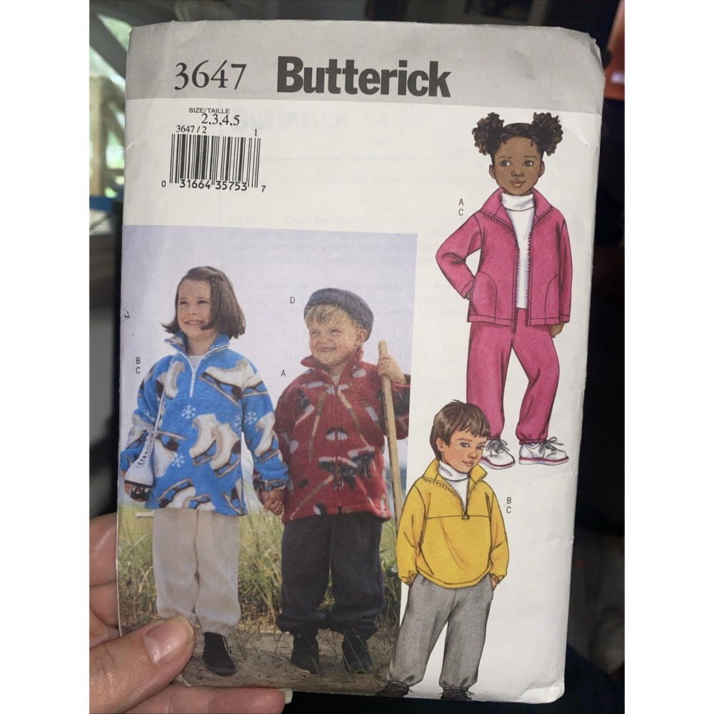 Vintage 2002 Butterick 3647 Kids Jogging Suit Sewing Pattern Size 2-5 Uncut